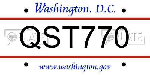 QST770 District Of Columbia License Plate