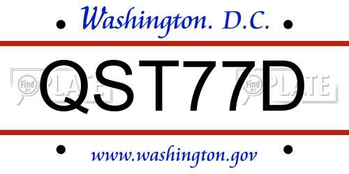 QST77D District Of Columbia License Plate