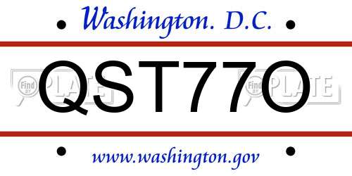 QST77O District Of Columbia License Plate