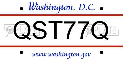 QST77Q District Of Columbia License Plate