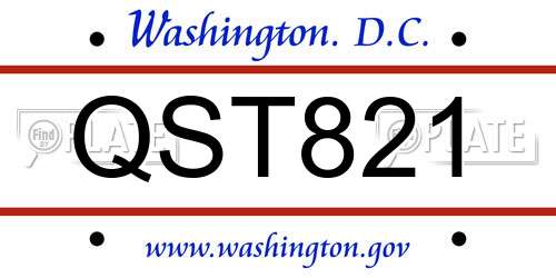 QST821 District Of Columbia License Plate