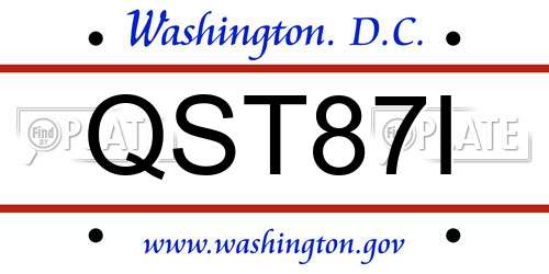QST87I District Of Columbia License Plate