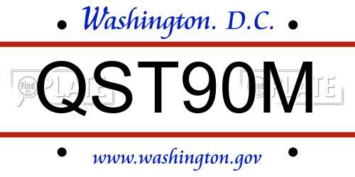 QST90M District Of Columbia License Plate