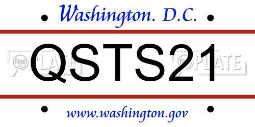 QSTS21 District Of Columbia License Plate