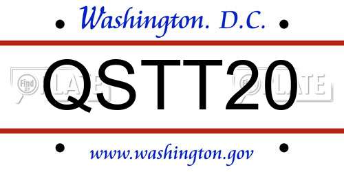 QSTT20 District Of Columbia License Plate