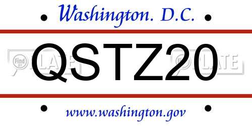 QSTZ20 District Of Columbia License Plate