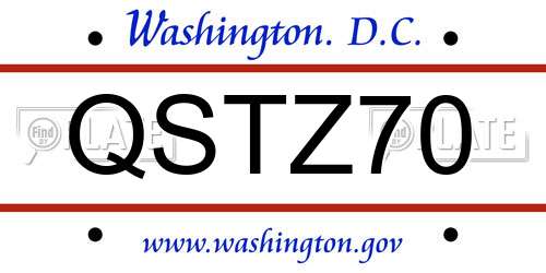 QSTZ70 District Of Columbia License Plate