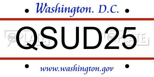 QSUD25 District Of Columbia License Plate