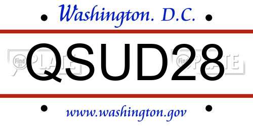 QSUD28 District Of Columbia License Plate