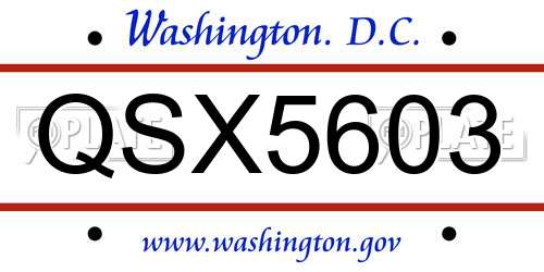 QSX5603 District Of Columbia License Plate