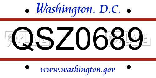 QSZ0689 District Of Columbia License Plate
