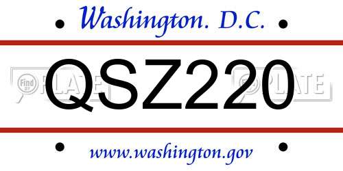 QSZ220 District Of Columbia License Plate