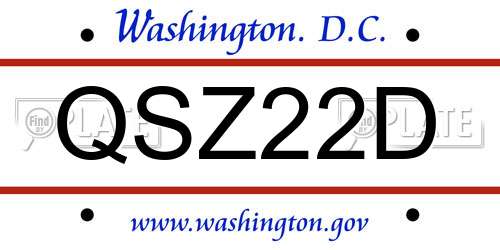 QSZ22D District Of Columbia License Plate