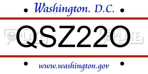 QSZ22O District Of Columbia License Plate