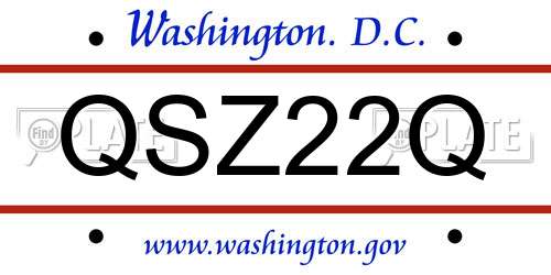 QSZ22Q District Of Columbia License Plate
