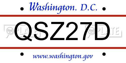 QSZ27D District Of Columbia License Plate