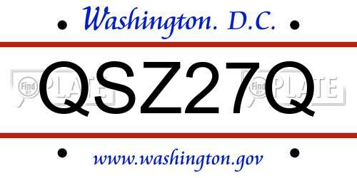 QSZ27Q District Of Columbia License Plate