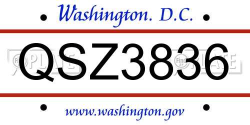 QSZ3836 District Of Columbia License Plate