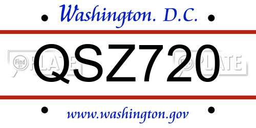 QSZ720 District Of Columbia License Plate