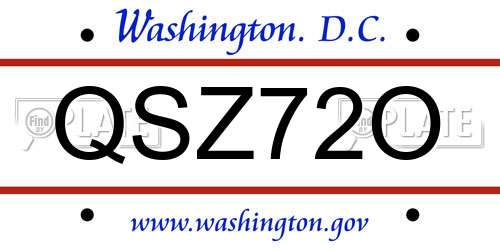 QSZ72O District Of Columbia License Plate