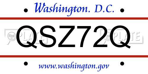 QSZ72Q District Of Columbia License Plate