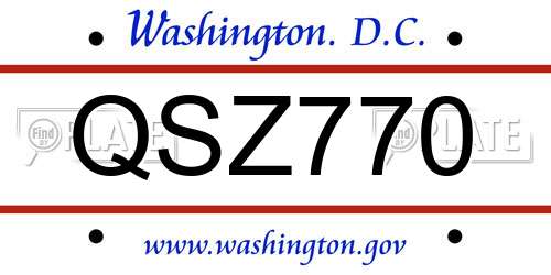 QSZ770 District Of Columbia License Plate