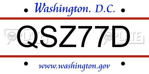 QSZ77D District Of Columbia License Plate