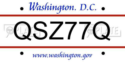QSZ77Q District Of Columbia License Plate