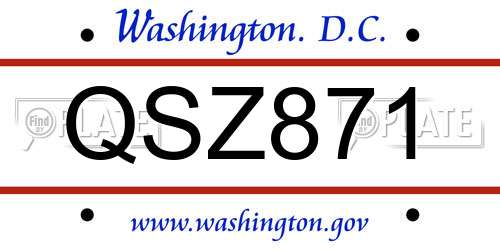 QSZ871 District Of Columbia License Plate