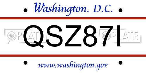 QSZ87I District Of Columbia License Plate