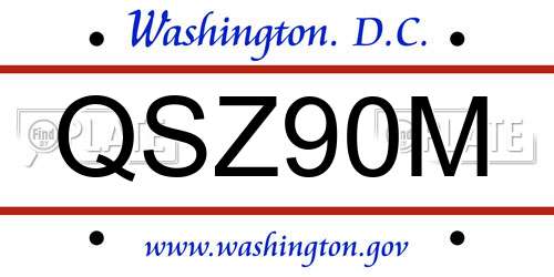 QSZ90M District Of Columbia License Plate