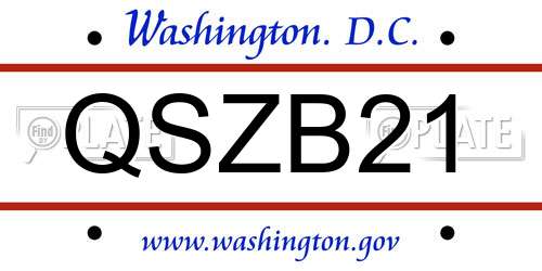 QSZB21 District Of Columbia License Plate