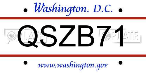 QSZB71 District Of Columbia License Plate
