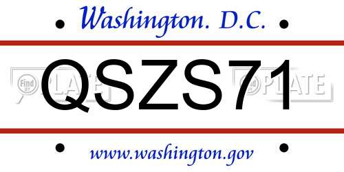 QSZS71 District Of Columbia License Plate