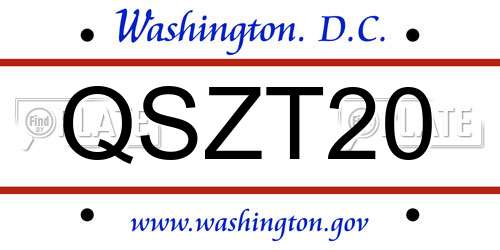 QSZT20 District Of Columbia License Plate