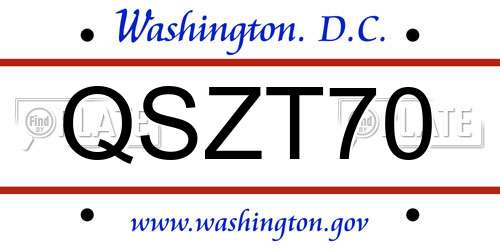 QSZT70 District Of Columbia License Plate