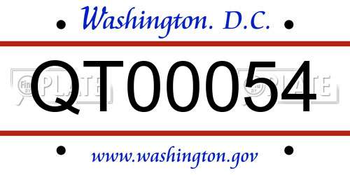 QT00054 District Of Columbia License Plate