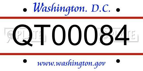 QT00084 District Of Columbia License Plate
