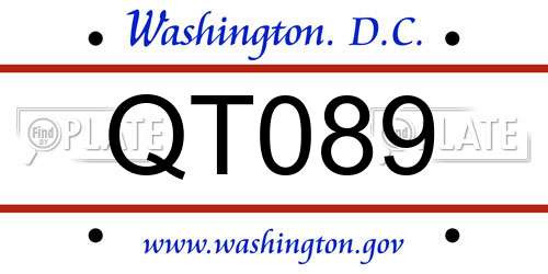 QT089 District Of Columbia License Plate
