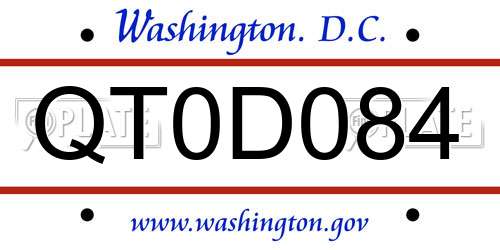 QT0D084 District Of Columbia License Plate