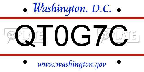 QT0G7C District Of Columbia License Plate
