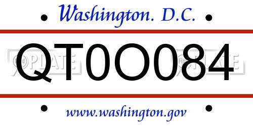 QT0O084 District Of Columbia License Plate