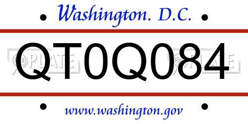 QT0Q084 District Of Columbia License Plate