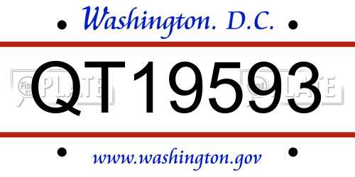 QT19593 District Of Columbia License Plate