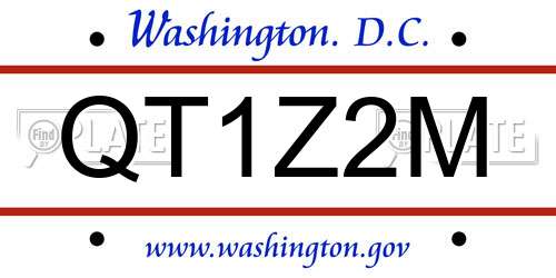 QT1Z2M District Of Columbia License Plate
