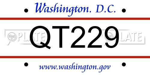 QT229 District Of Columbia License Plate