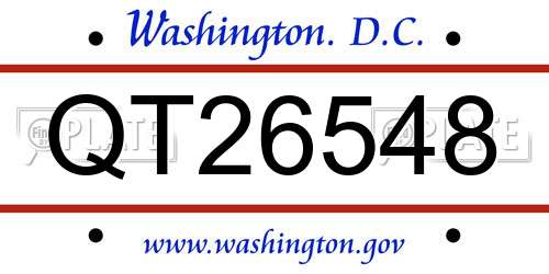QT26548 District Of Columbia License Plate