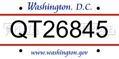 QT26845 District Of Columbia License Plate