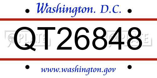 QT26848 District Of Columbia License Plate