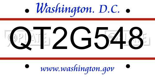 QT2G548 District Of Columbia License Plate